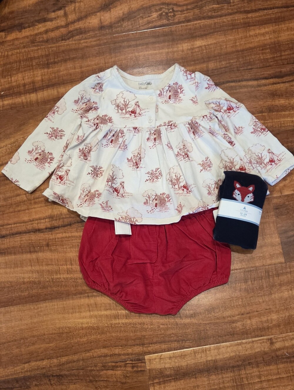 GAP Baby EUC/NWT 18-24 Months Little Red Riding Hood Bodysuit, Bloomers & Tights